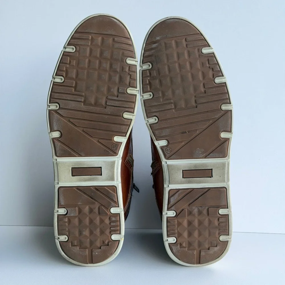 Bull Boxer Adyn Boots Men 12‎ Brown Leather Side Zip Lace-Up Sneakers Portugal